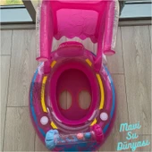 Mavi Su Dünyası Gölgelikli Pembe Renk Bebek Deniz Simidi, Bebek Havuz Simidi, 0-3 Yaş 71CM*60CM thumbnail 4