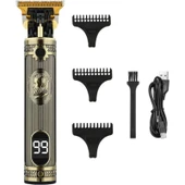 Vintage T9 Bıçak Profesyonel LCD Ekran Saç Sakal Çizim Tıraş Makinesi thumbnail 1