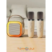 Teknoloji Gelsin Çift Karaoke Mikrofonlu Kablosuz Bluetooth Hoparlör 5 Ses Efektli Rgb Hd Stereo Ses Usb/Sd/Fm thumbnail 2