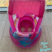 Mavi Su Dünyası Gölgelikli Pembe Renk Bebek Deniz Simidi, Bebek Havuz Simidi, 0-3 Yaş 71CM*60CM thumbnail 3