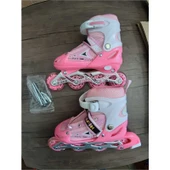 Nidage Pasifik Toys Pembe Işıklı Ayarlanabilir 4 Tekerli Alıştırma Çocuk Pateni 34-37 thumbnail 2