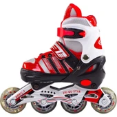 Furkan Toys F-Sports Kırmızı Ayarlanabilir Işıklı Paten Kask ,kuka, Dizlik ve Dirseklik Seti thumbnail 1