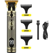 Vintage T9 Bıçak Profesyonel LCD Ekran Saç Sakal Çizim Tıraş Makinesi thumbnail 4