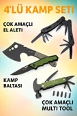 Kamp Seti, Kamp Baltası, Kamp Bıçağı, Çok Amaçlı El Aleti, Çok Amaçlı Çekiç, Multi Tool - 4 parça thumbnail 1