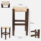 2mm Hasır Örgülü Tabure Ceviz Büyük 50 cm - 5