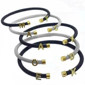 Yeni Tasarım Çelik Kasa Gümüş Harf Bileklik - Gümüş thumbnail 2