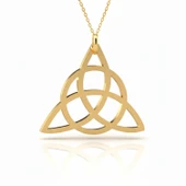 Triquetra Gümüş Kolye - Altın thumbnail 1