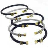 Yeni Tasarım Çelik Kasa Gümüş Harf Bileklik - Altın thumbnail 2