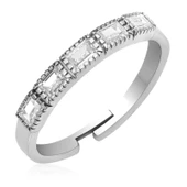 Gümüş Ayarlanabilir Baget Kadın Yüzük - 1