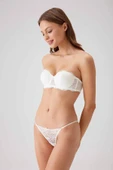 Pierre Cardin 4032 Ekru Pisa Balenli Straplez Push Up Dolgulu Sütyen Ve Külot Takımı thumbnail 2