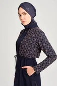 Haşema 2991 Lacivert Elisa Kordon Detaylı Lacivert Jileli Tam Tesettür Tek Üst Mayo thumbnail 5