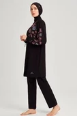 Haşema 3076 Siyah Anadolu Koleksiyonu Motif Desenli Esnek Dokuma 6 Parça Tesettür Mayo Takımı thumbnail 8