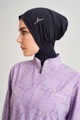Haşema 1006 Lacivert - Lila Logo Detaylı Tesettür Yüzücü Bone thumbnail 1