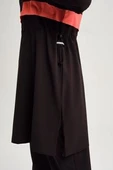 Haşema 2934 Siyah Turuncu Esila Şerit Monogram Tam Tesettür Tek Üst Mayo - 5