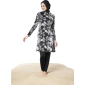 Ruko Maio 22150 Siyah Renk Kadın Büyük Beden Likralı Tesettür Mayo thumbnail 2