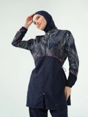 Kıl biye Süslemeli Tesettür Mayo Lacivert thumbnail 7