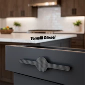 Saral Çizgili Füme Renk Metal Kulp 224 mm 22.4 cm Mobilya Çekmece Mutfak Dolabı Dolap Kapak Kulplar thumbnail 4