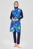 Doğa Desenli Tesettür Mayo Lacivert thumbnail 10