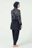 Kıl biye Süslemeli Tesettür Mayo Lacivert thumbnail 6