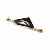 Altın Siyah Metal Kulp 96 mm Dekoratif Dolap ve Çekmece Kapak Kolu Lüx Mobilya Gold Kulpları - 5