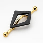Altın Siyah Metal Kulp 96 mm Dekoratif Dolap ve Çekmece Kapak Kolu Lüx Mobilya Gold Kulpları - 4