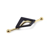 Altın Siyah Metal Kulp 96 mm Dekoratif Dolap ve Çekmece Kapak Kolu Lüx Mobilya Gold Kulpları - 7