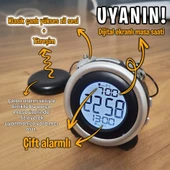 UpWay Çift Alarmlı Titreşimli Yüksek Zil Sesli Tarih Göstergeli LED Işıklı Dijital Masa Saati - 4