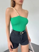 Ahşap Boncuk Detaylı Askılı Triko Bluz Yeşil - DF2303 thumbnail 1