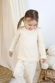 Basic Fitilli İnterlok Kumaş %100 Pamuk 1-5 Yaş Beyaz Bebek Pijama Takımı - 4