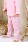 Basic Fitilli İnterlok Kumaş %100 Pamuk 1-5 Yaş Beyaz Bebek Pijama Takımı - 3