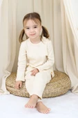 Basic Fitilli İnterlok Kumaş %100 Pamuk 1-5 Yaş Beyaz Bebek Pijama Takımı - 5