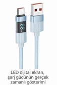 iPhone ile Uyumlu 5.0A  Led Göstergeli Şarj ve Data Kablo USB To Type-C - 1.2 Metre - BU46 Hasırlı Örgülü - 1