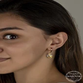 Swarovski Crystal Taşlı Gümüş Damla Sallantılı Kadın Küpe - 2