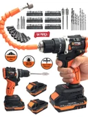 Germany Style MS8006 21v Çift Akülü Vidalama Çelik Mandren Kömürsüz Motor Darbeli Şarjlı Matkap - 2