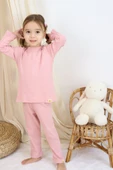 Basic Fitilli İnterlok Kumaş %100 Pamuk 1-5 Yaş Beyaz Bebek Pijama Takımı - 3