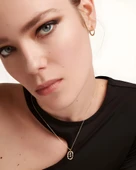 Renkli Taşlı Gümüş Harf Kolye - Altın thumbnail 3