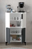 Evmo Home 1402 Ada Çok Amaçlı Dolap , Kahve Köşesi , Kiler Dolabı , Mutfak Standı 4 Kapılı , Antrasit Beyaz - 3