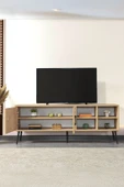Evmo Home 3608 Şile Metal Ayaklı Metal Kulplu 160 Cm TV Ünitesi Safir - 4
