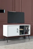 Evmo Home 3112 Şile Metal Ayaklı Metal Kulplu Tv Ünitesi 100 Cm - Beyaz - 2
