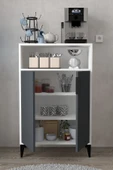 Evmo Home 1202 Ada Çok Amaçlı Dolap , Kahve Köşesi , Kiler Dolabı , Mutfak Standı 2 Kapılı - Beyaz Antrasit - 3