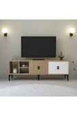 Evmo Home 3506 Era TV Ünitesi 150 Cm Kapaklı Raflı Sepet - Yunus - Beyaz - 1