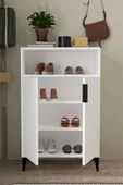 Evmo Home 1201 Ada Ayakkabılık 4 Raflı 2 Kapaklı Çok Amaçlı Dolap Beyaz - 3