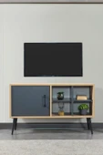 Evmo Home 3109 Şile Metal Ayaklı Metal Kulplu 100 Cm Tv Ünitesi - Antrasit Safir - 3