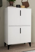 Evmo Home 1401 Ada Ayakkabılık 4 Raflı 4 Kapaklı Çok Amaçlı Dolap Kiler Beyaz - 1