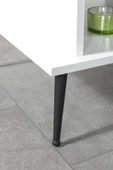 Evmo Home 2012 Şile Metal Ayaklı Orta Sehpa , Salon Sehpası Beyaz - Antrasit - 3
