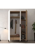 Evmo Home 6303 Neva 3 Kapılı 200 Cm Gizli Çekmeceli Gardırop , Elbise Dolabı , Genç Odası Beyaz Sepet - 3