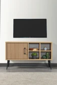 Evmo Home 3110 Şile Metal Ayaklı Metal Kulplu 100 Cm Tv Ünitesi - Yunus Safir - 3