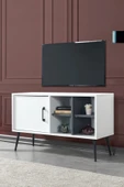 Evmo Home 3112 Şile Metal Ayaklı Metal Kulplu Tv Ünitesi 100 Cm - Beyaz - 1