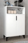 Evmo Home 1201 Ada Çok Amaçlı Dolap , Kahve Köşesi , Kiler Dolabı , Mutfak Standı 2 Kapılı 4 Bölmeli - Beyaz - 1