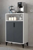 Evmo Home 1202 Ada Çok Amaçlı Dolap , Kahve Köşesi , Kiler Dolabı , Mutfak Standı 2 Kapılı - Beyaz Antrasit - 4